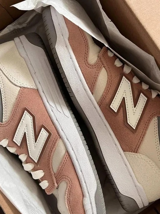 New Balance Suede & Leather Sneakers in Rose Beige - Picture 2 of 3